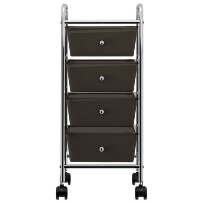 Carrello Portaoggetti Mobile con 4 Cassetti Nero in Plastica