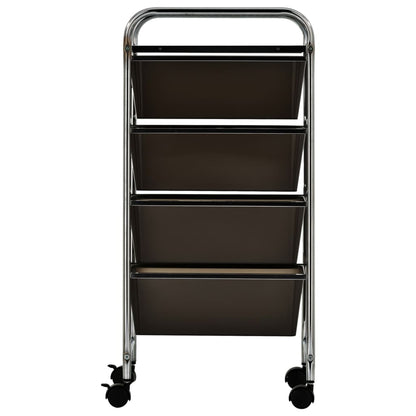 Carrello Portaoggetti Mobile con 4 Cassetti Nero in Plastica