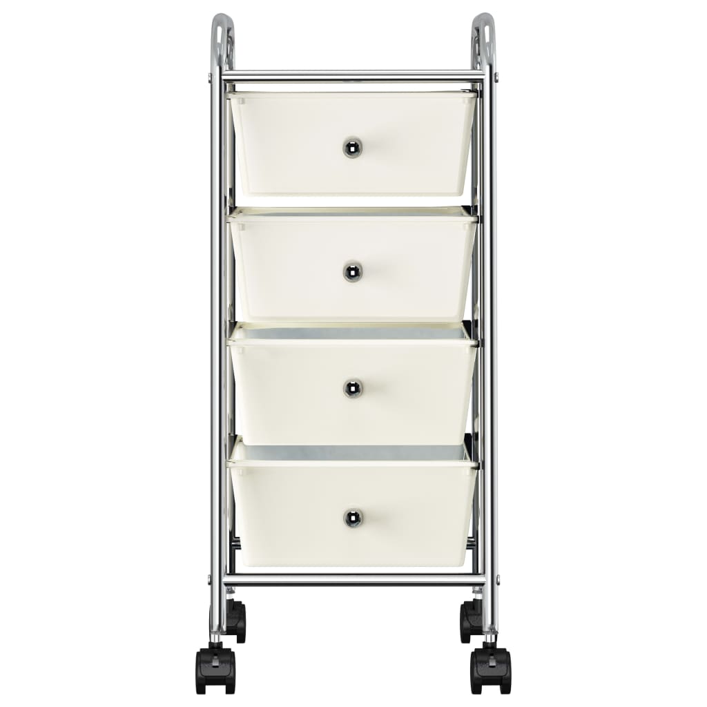 Carrello Portaoggetti Mobile con 4 Cassetti Bianco in Plastica