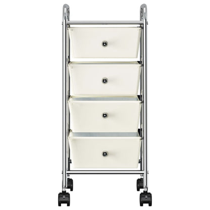 Carrello Portaoggetti Mobile con 4 Cassetti Bianco in Plastica