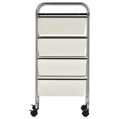 Carrello Portaoggetti Mobile con 4 Cassetti Bianco in Plastica