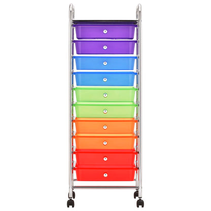 Carrello Portaoggetti con 10 Cassetti Multicolore in Plastica