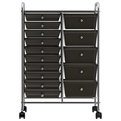 Carrello Portaoggetti XXL con 15 Cassetti Nero in Plastica