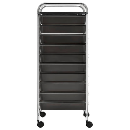 Carrello Portaoggetti XXL con 15 Cassetti Nero in Plastica