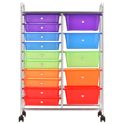 Carrello Portaoggetti XXL 15 Cassetti Multicolore in Plastica
