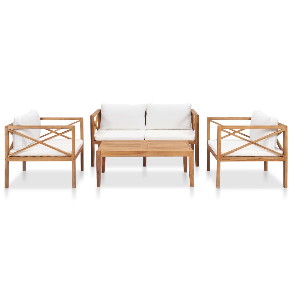 Set Divani da Giardino 4 pz con Cuscini Legno Massello di Teak