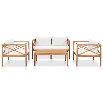 Set Divani da Giardino 4 pz con Cuscini Legno Massello di Teak