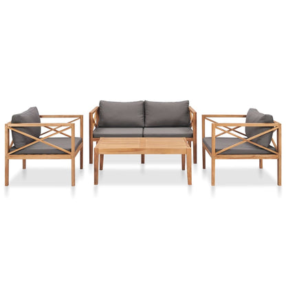 Set Divani da Giardino 4 pz con Cuscini Legno Massello di Teak