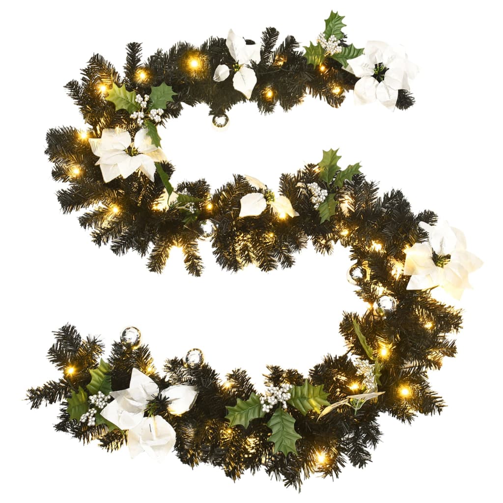 Ghirlanda Natalizia con Luci a LED 2,7 m in PVC Nera