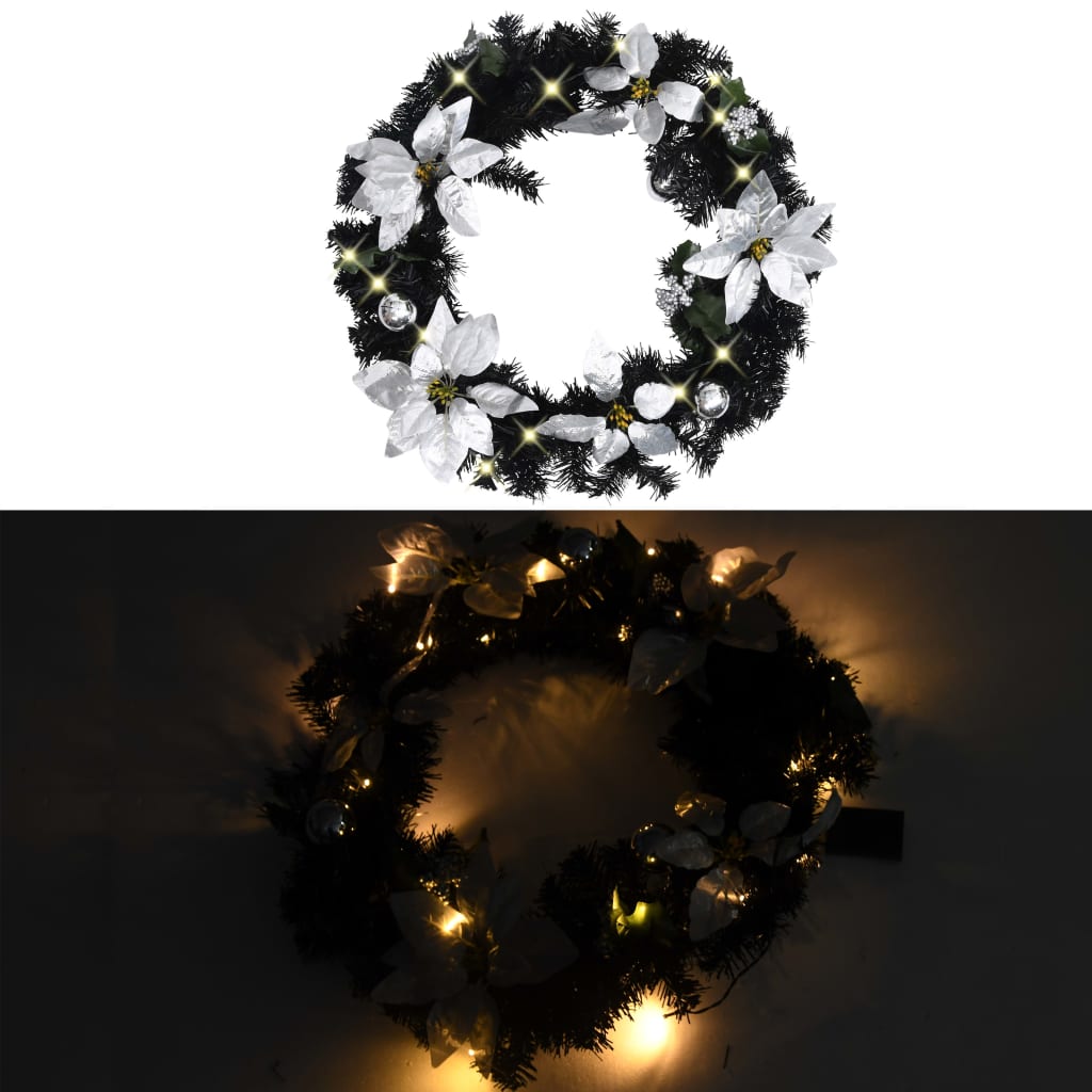 Ghirlanda di Natale con Lucine LED Nera 60 cm in PVC
