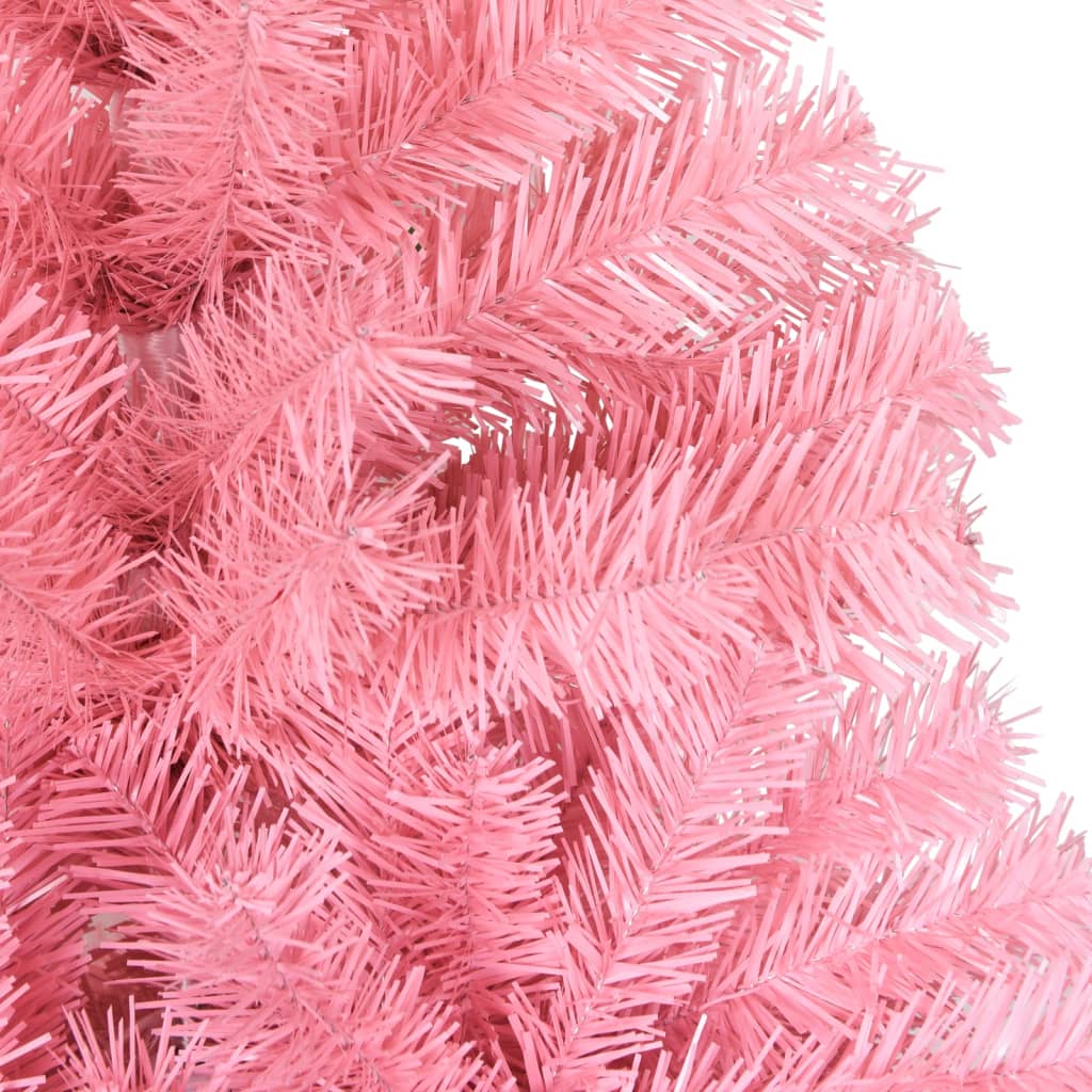 Albero di Natale Artificiale Sottile con Base Rosa 150 cm PVC