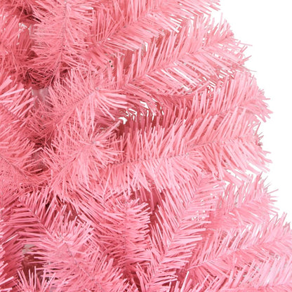 Albero di Natale Artificiale Sottile con Base Rosa 150 cm PVC