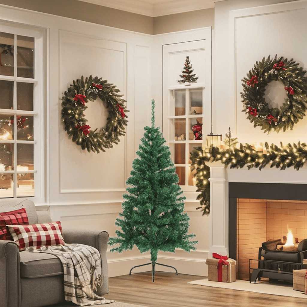 Albero di Natale Artificiale MetÃ  con Supporto Verde 150 cm PVC