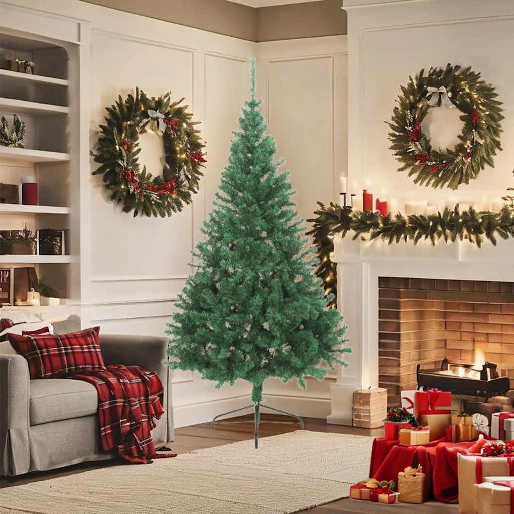 Albero di Natale Artificiale MetÃ  con Supporto Verde 180 cm PVC