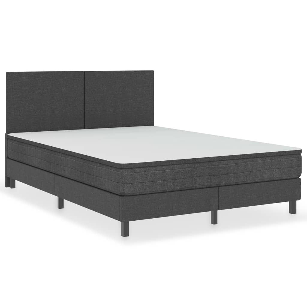 Letto a Molle Grigio Scuro in Tessuto 140x200 cm
