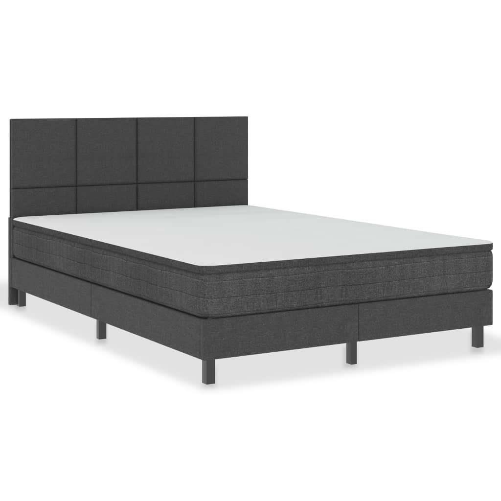 Letto a Molle Grigio Scuro in Tessuto 140x200 cm