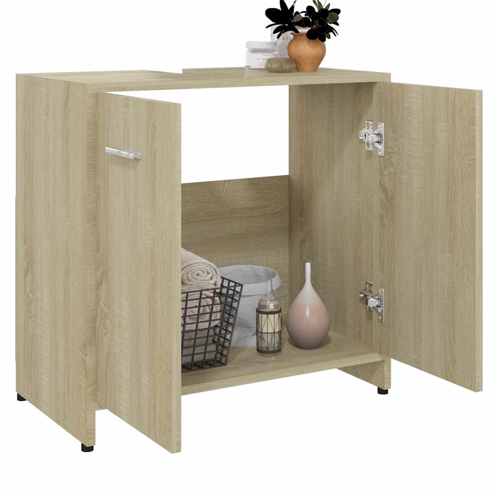 Armadietto da Bagno Rovere Sonoma 60x33x61 cm Legno Multistrato
