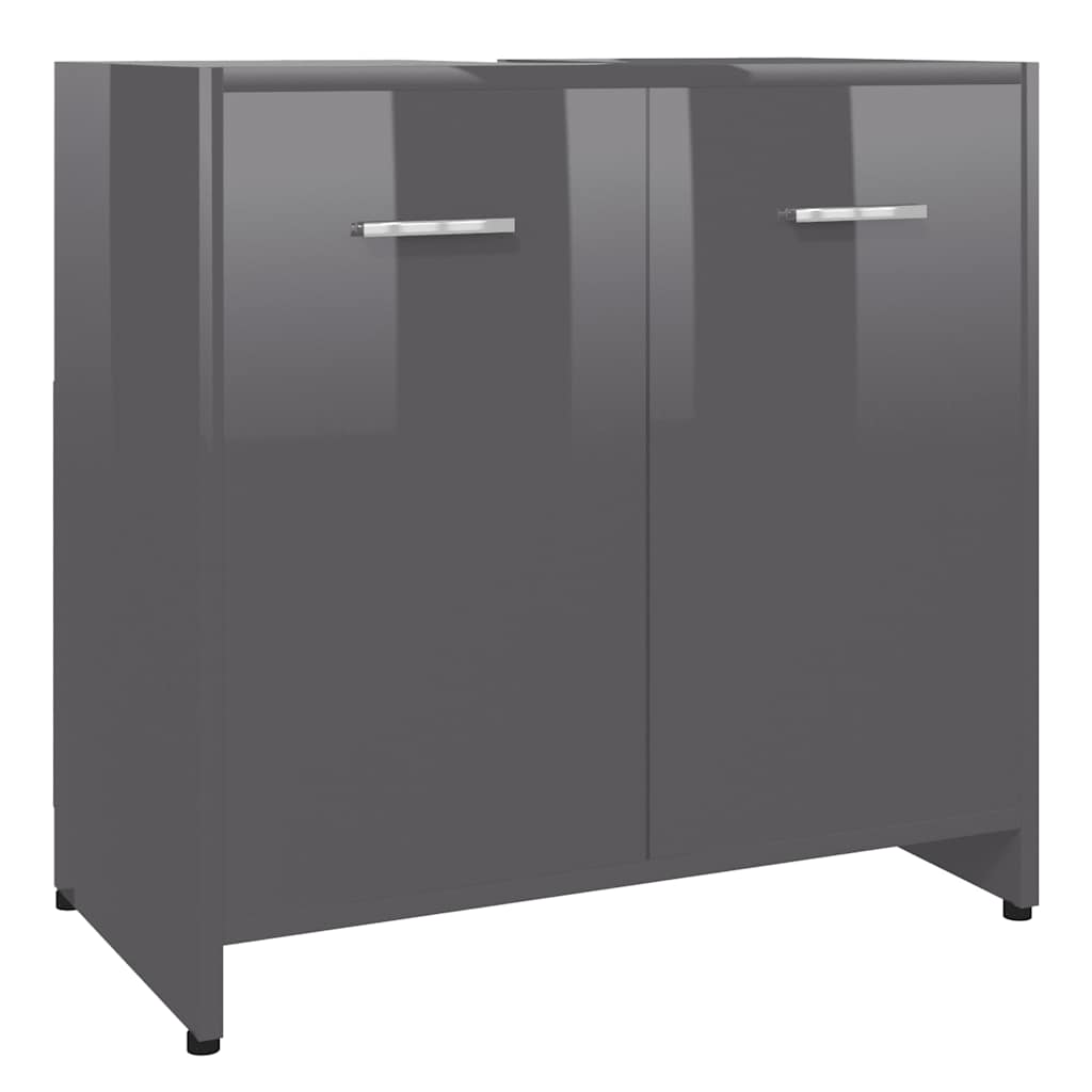 Mobile da Bagno Grigio Lucido 60x33x61 cm in Legno Multistrato