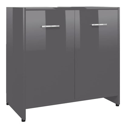 Mobile da Bagno Grigio Lucido 60x33x61 cm in Legno Multistrato