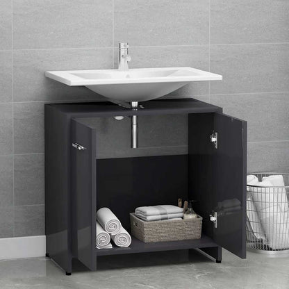 Mobile da Bagno Grigio Lucido 60x33x61 cm in Legno Multistrato
