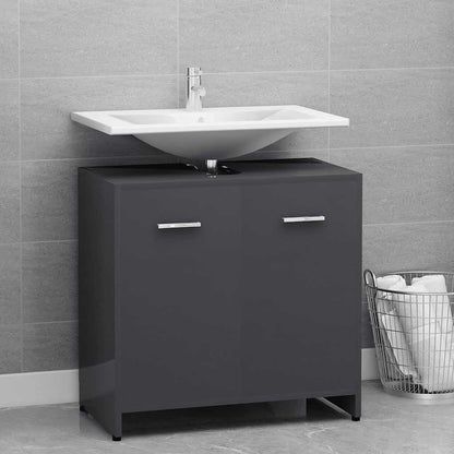 Mobile da Bagno Grigio Lucido 60x33x61 cm in Legno Multistrato