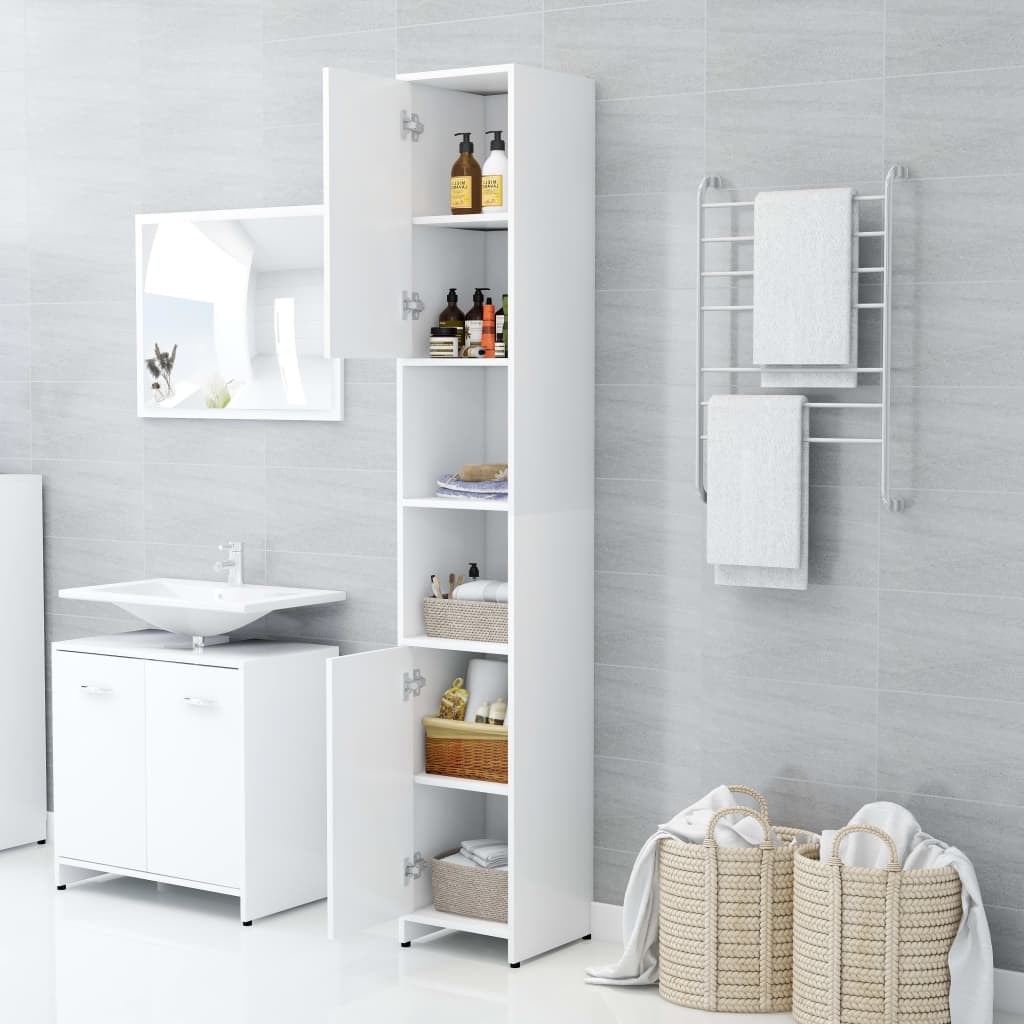 Mobile da Bagno Bianco 30x30x183,5 cm in Legno tecnico