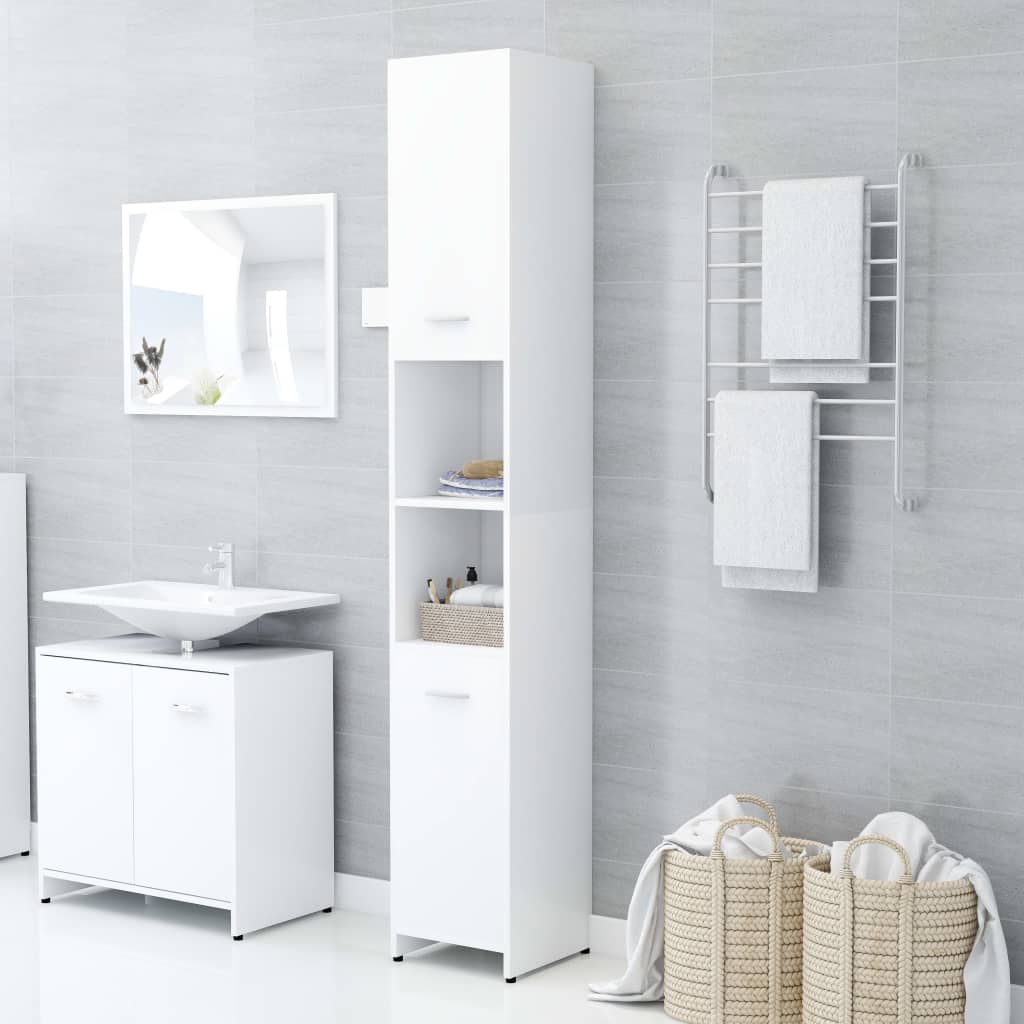 Mobile da Bagno Bianco 30x30x183,5 cm in Legno tecnico