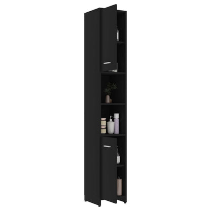 Mobile da Bagno Nero 30x30x183,5 cm in Legno tecnico