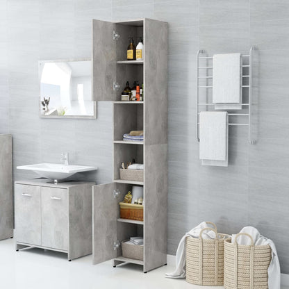 Mobile da Bagno Grigio Cemento 30x30x183,5 cm Legno tecnico