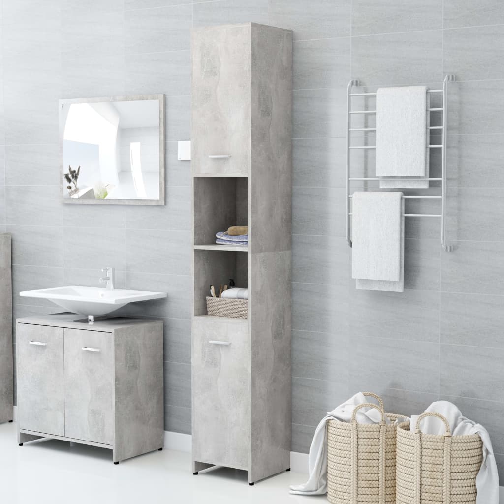 Mobile da Bagno Grigio Cemento 30x30x183,5 cm Legno tecnico