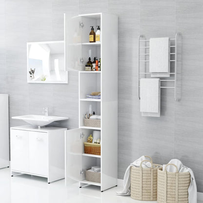 Mobile da Bagno Bianco Lucido 30x30x183,5 cm Legno tecnico