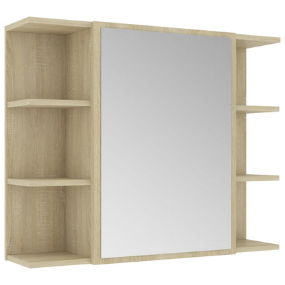Mobile Bagno con Specchio Rovere Sonoma 80x20,5x64 Multistrato