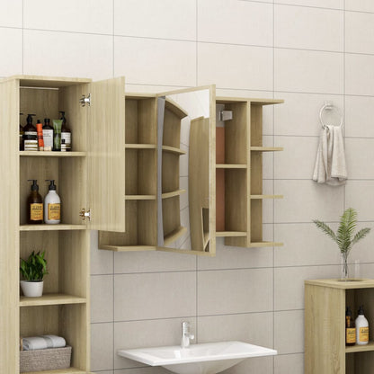 Mobile Bagno con Specchio Rovere Sonoma 80x20,5x64 Multistrato