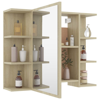 Mobile Bagno con Specchio Rovere Sonoma 80x20,5x64 Multistrato