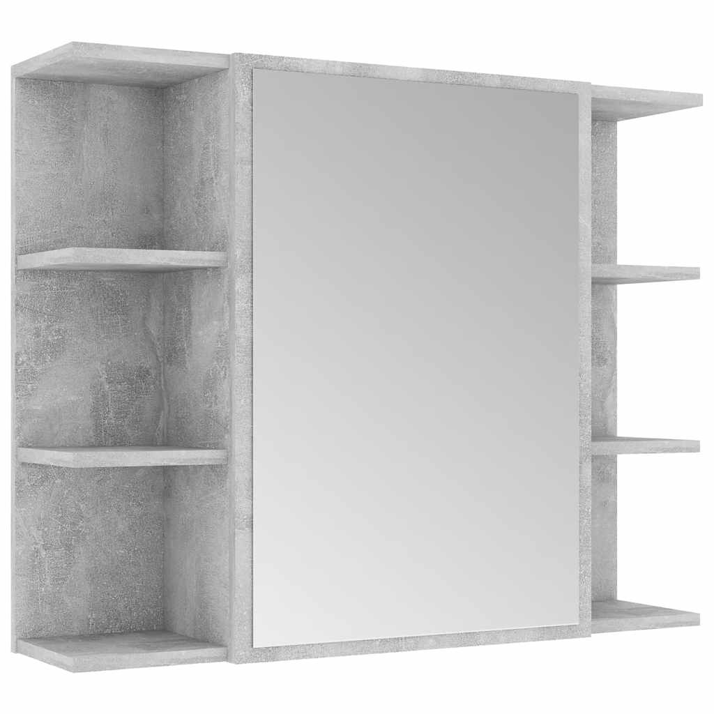 Mobile Bagno con Specchio Grigio Cemento 80x20,5x64 Multistrato