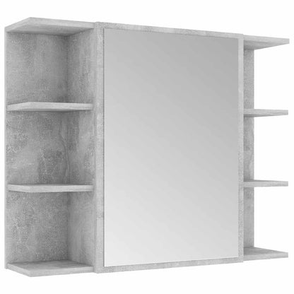 Mobile Bagno con Specchio Grigio Cemento 80x20,5x64 Multistrato