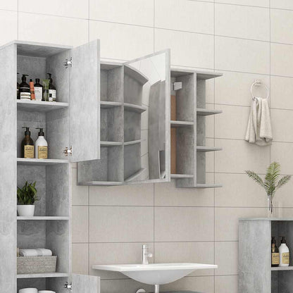 Mobile Bagno con Specchio Grigio Cemento 80x20,5x64 Multistrato