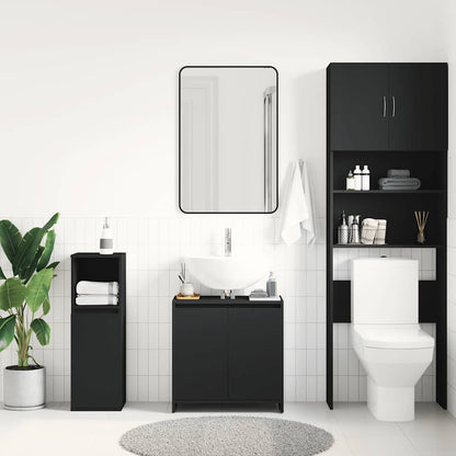 Mobile da Bagno Nero 60x33x61 cm in Legno Multistrato