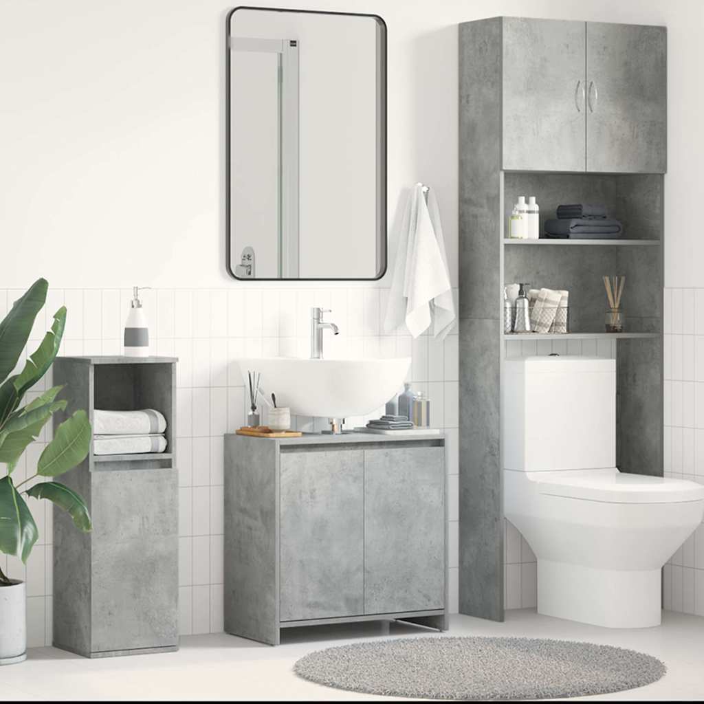 Mobile da Bagno Grigio Cemento 60x33x61 cm in Legno Multistrato
