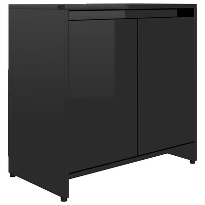 Mobile da Bagno Nero Lucido 60x33x61 cm in Legno Multistrato