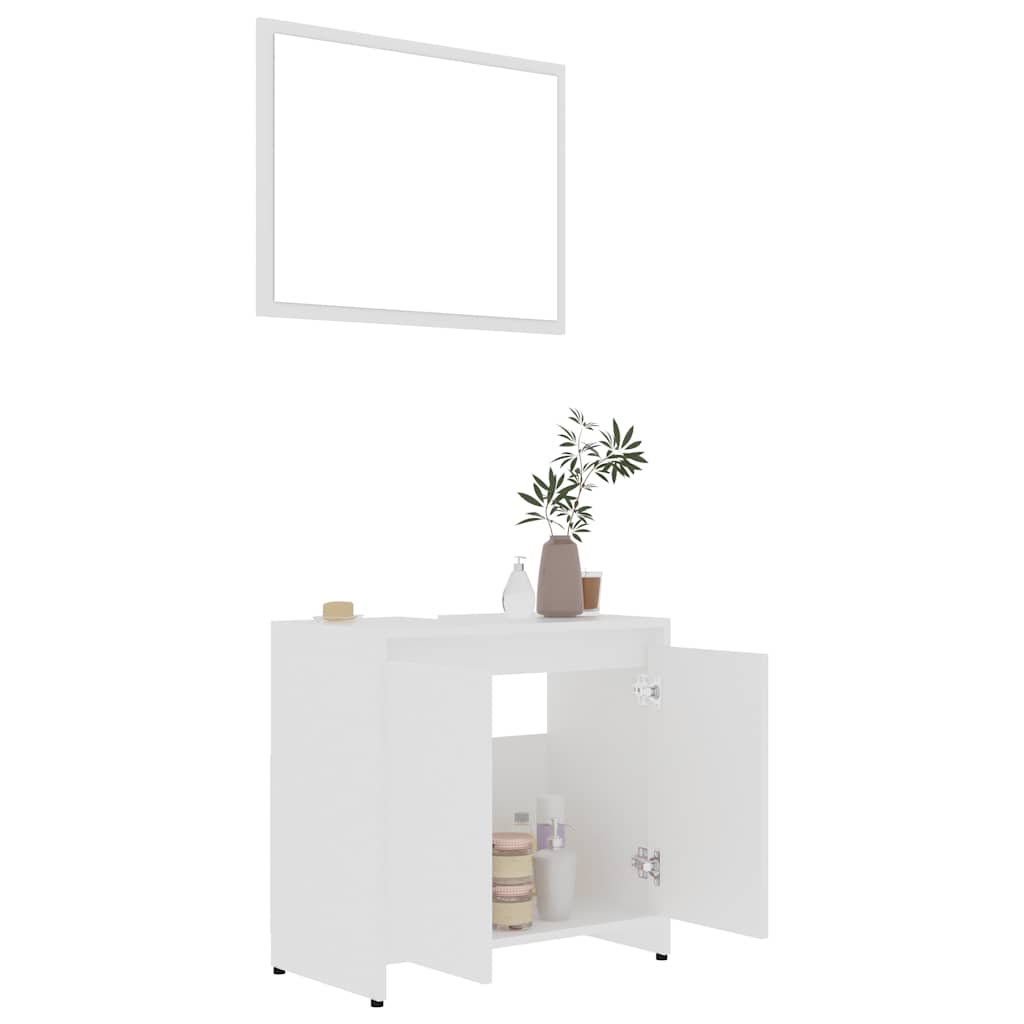 Set Mobili da Bagno Bianco in Legno Multistrato