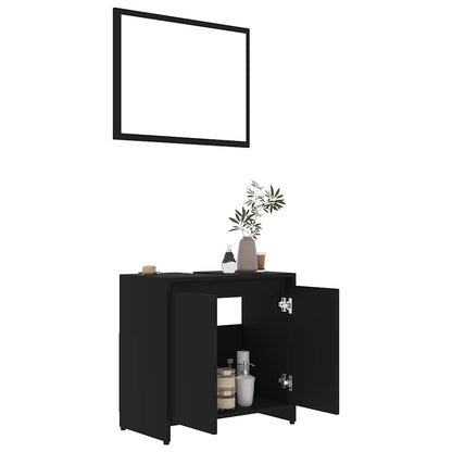 Set Mobili da Bagno Nero in Legno Multistrato