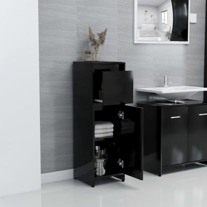Mobile da Bagno Nero 30x30x95 cm in Legno Multistrato