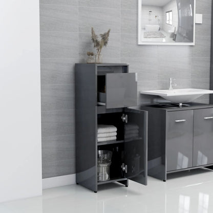 Mobile da Bagno Grigio Lucido 30x30x95 cm in Legno Multistrato