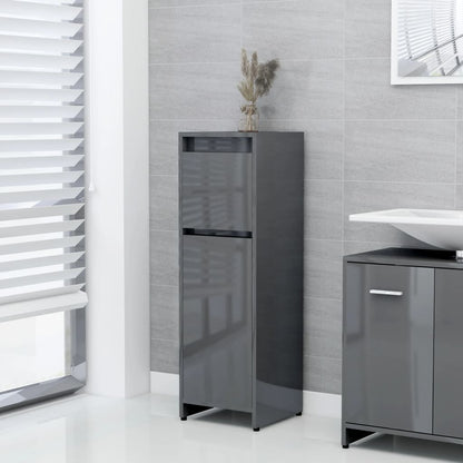 Mobile da Bagno Grigio Lucido 30x30x95 cm in Legno Multistrato
