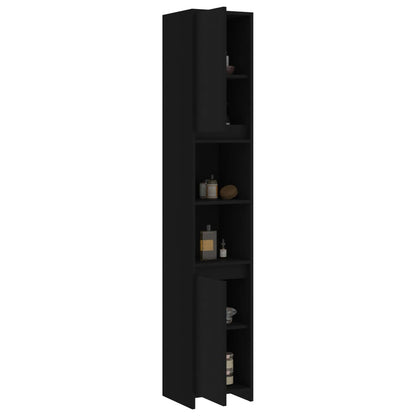 Mobile da Bagno Nero 30x30x183,5 cm in Legno Multistrato