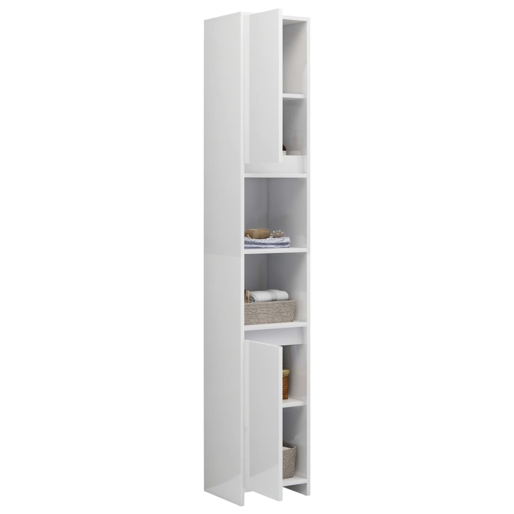Mobile da Bagno Bianco Lucido 30x30x183,5 cm Legno Multistrato