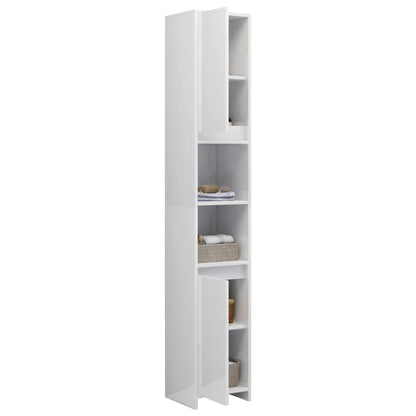 Mobile da Bagno Bianco Lucido 30x30x183,5 cm Legno Multistrato