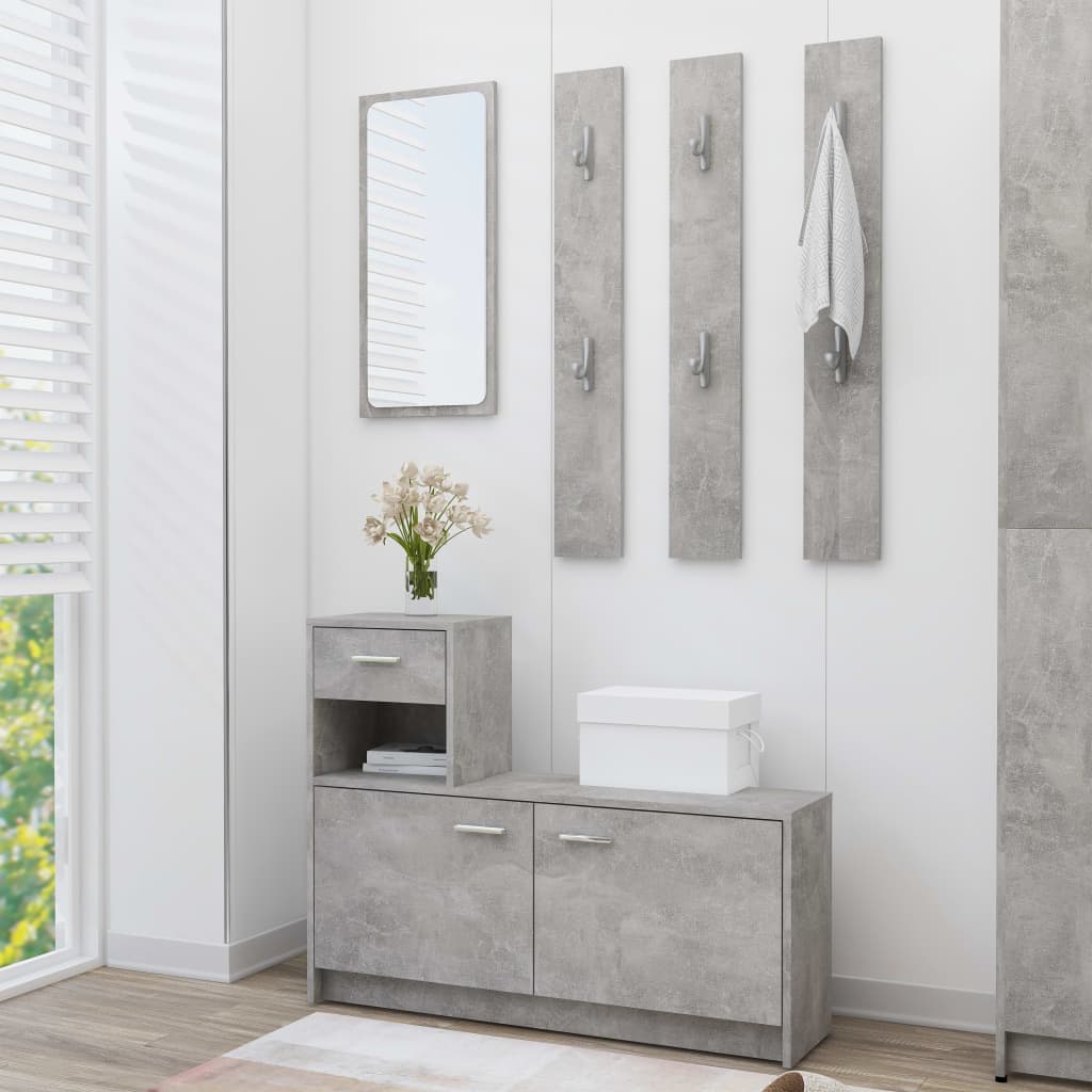 Mobile Corridoio Grigio Cemento 100x25x76,5cm Legno Multistrato