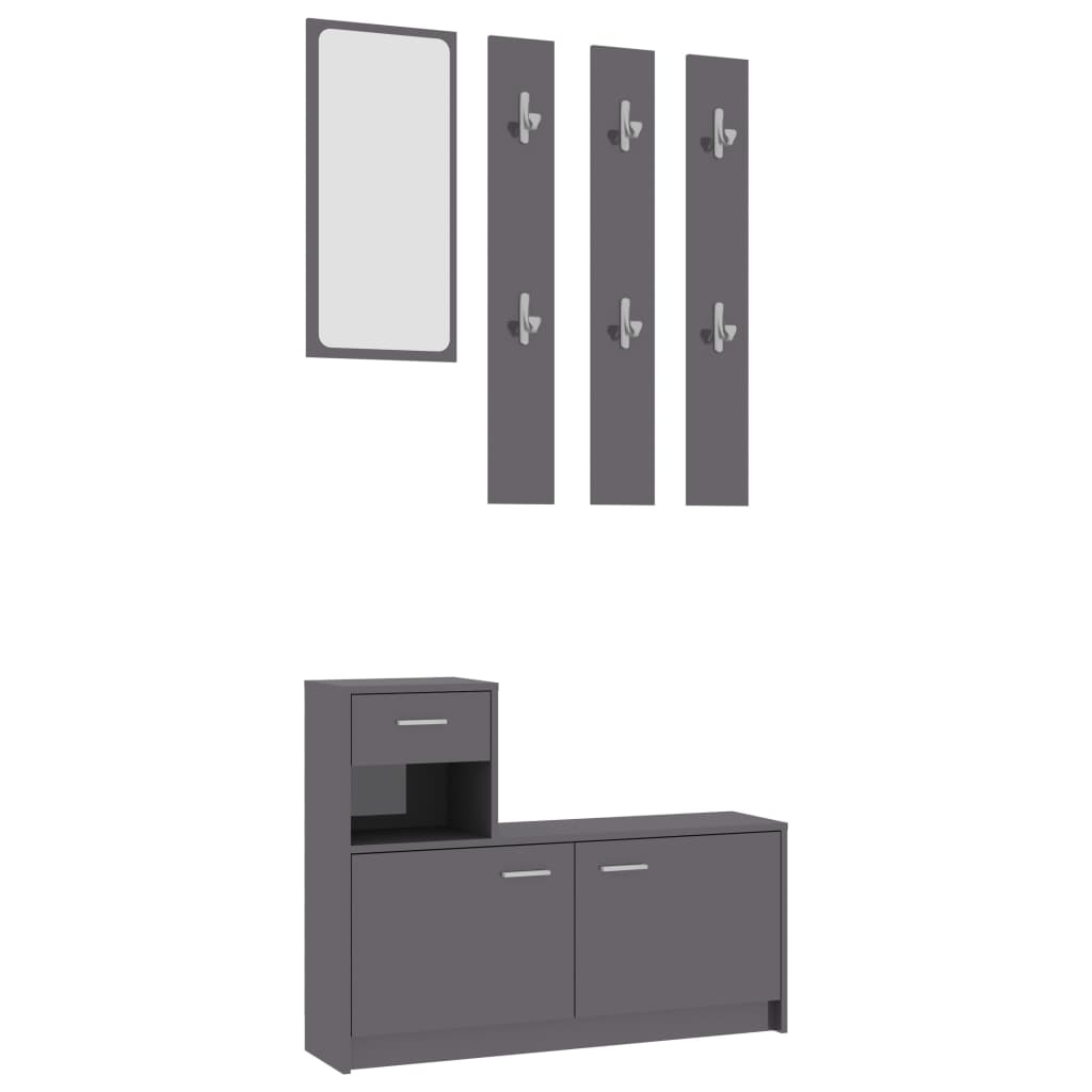 Mobile Corridoio Grigio Lucido 100x25x76,5 cm Legno Multistrato